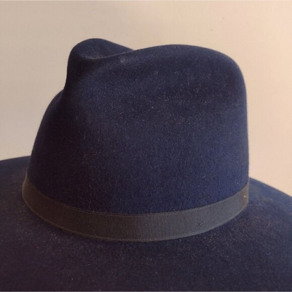 NWT Vintage Madcaps Womens Navy Blue Fedora 22" Diameter 100% Genuine Fur - Picture 6 of 12